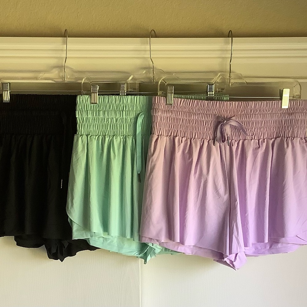 SHEIN Women's Black, Mint, and Lavender Athletic Shorts